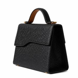 Anova Premium Women's Textured Leather Top Handle Handbag – Black