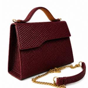 Anova Craft Bordeaux Woven Leather Top Handle Bag